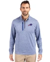 Buffalo Bills Cutter & Buck Stealth Heathered Quarter Zip Mens Pullover Tour Blue Front Thumbnail Image