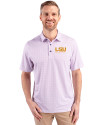 LSU Tigers Alumni Cutter & Buck Pike Double Dot Print Stretch Mens Big and Tall Polo College Purple Front Thumbnail Image