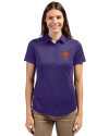 Clemson Tigers Alumni Cutter & Buck Prospect Eco Textured Stretch Recycled Womens Short Sleeve Polo College Purple Front Thumbnail Image