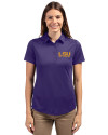 LSU Tigers Alumni Cutter & Buck Prospect Eco Textured Stretch Recycled Womens Short Sleeve Polo College Purple Front Thumbnail Image