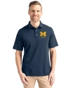 Michigan Wolverines Alumni Cutter & Buck Virtue Eco Pique Recycled Mens Polo Navy Blue Front Thumbnail Image