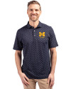 Michigan Wolverines Alumni Cutter & Buck Virtue Eco Pique Tile Print Recycled Mens Polo Navy Blue Front Thumbnail Image