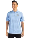 North Carolina Tar Heels Alumni Cutter & Buck Virtue Eco Pique Tile Print Recycled Mens Polo Atlas Light Blue Front Thumbnail Image