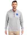 View image 4: Kentucky Wildcats Cutter & Buck Adapt Recycled Soft Knit Stretch Mens Heathered Quarter Zip Pullover  Polished Heather Front