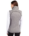 Michigan Wolverines Alumni Cutter & Buck Mainsail Sweater Knit Womens Asymmetrical Vest Polished Heather Back Thumbnail Image