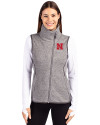 Nebraska Cornhuskers Alumni Cutter & Buck Mainsail Sweater Knit Womens Asymmetrical Vest Polished Heather Front Thumbnail Image