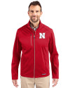 Nebraska Cornhuskers Cutter & Buck Evoke Softshell Recycled Full Zip Mens Jacket Cardinal Red Front Thumbnail Image
