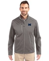 Michigan Wolverines Cutter & Buck Evoke Softshell Recycled Full Zip Mens Jacket Elemental Grey Front Thumbnail Image