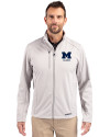 Michigan Wolverines Alumni Cutter & Buck Evoke Softshell Recycled Full Zip Mens Jacket CONCRETE Front Thumbnail Image