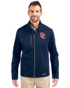 Washington Nationals Cooperstown Cutter & Buck Evoke Softshell Recycled Full Zip Mens Jacket Navy Blue Front Thumbnail Image