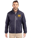 Michigan Wolverines Alumni Cutter & Buck Rainier PrimaLoft®  Mens Big and Tall Eco Insulated Puffer Jacket Dark Navy/Silver Front Thumbnail Image