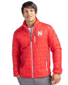 Nebraska Cornhuskers Alumni Cutter & Buck Rainier PrimaLoft® Mens Eco Insulated Full Zip Puffer Jacket Red Front Thumbnail Image
