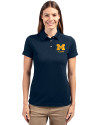 View image 6: Michigan Wolverines Alumni Cutter & Buck Advantage Recycled Cotton-Blend Pique Womens Polo Liberty Navy Front