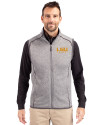 LSU Tigers Alumni Cutter & Buck Mainsail Sweater-Knit Mens Big and Tall Full Zip Vest Polished Heather Front Thumbnail Image