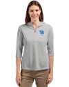 Kentucky Wildcats Alumni Cutter & Buck Virtue Eco Pique Recycled Half Zip Pullover Womens Hoodie Polished Medium Gray Front Thumbnail Image