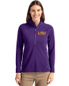 LSU Tigers Alumni Cutter & Buck Adapt Eco Knit Stretch Recycled Womens Half Zip Pullover College Purple Front Thumbnail Image