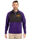 LSU Tigers Alumni Cutter & Buck Adapt Eco Knit Hybrid Recycled Mens Quarter Zip College Purple/Black Front Thumbnail Image