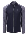 Penn State Nittany Lions Alumni Cutter & Buck Adapt Eco Knit Hybrid Recycled Mens Big & Tall Full Zip Jacket Navy Blue Heather/Navy Blue Mannequin Thumbnail Image
