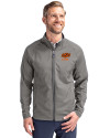 Oklahoma State Cowboys Alumni Cutter & Buck Adapt Eco Knit Hybrid Recycled Mens Big & Tall Full Zip Jacket Elemental Grey Front Thumbnail Image