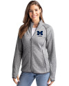 Michigan Wolverines Alumni Cutter & Buck Mainsail Sweater-Knit Womens Full Zip Jacket Polished Heather Front Thumbnail Image