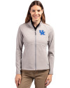 View image 4: Kentucky Wildcats Cutter & Buck Adapt Recycled Soft Knit Stretch Womens Heathered Full Zip Jacket Polished Heather Front