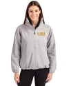 LSU Tigers Alumni Cutter & Buck Charter Eco Recycled Womens Full-Zip Jacket Polished Medium Gray Front Thumbnail Image