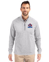 Toronto Blue Jays Cooperstown Cutter & Buck Adapt Eco Knit Heather Mens Big & Tall Quarter Zip Pullover Polished Heather Front Thumbnail Image