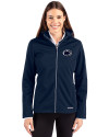 Penn State Nittany Lions Cutter & Buck Evoke Softshell Recycled Full Zip Womens Jacket Navy Blue Front Thumbnail Image