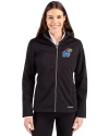 Kansas Jayhawks Cutter & Buck Evoke Softshell Recycled Full Zip Womens Jacket Black Front Thumbnail Image
