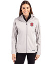 NC State Wolfpack Cutter & Buck Evoke Softshell Recycled Full Zip Womens Jacket CONCRETE Front Thumbnail Image
