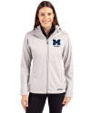 View image 1: Michigan Wolverines Alumni Cutter & Buck Evoke Recycled Honeycomb Fleece Womens Full Zip Jacket CONCRETE Front