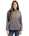 Michigan Wolverines Alumni Cutter & Buck Evoke Softshell Recycled Full Zip Womens Jacket Elemental Grey Front Thumbnail Image