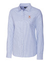 Texas Longhorns Alumni Cutter & Buck Stretch Oxford Stripe Womens Long Sleeve Dress Shirt Light Blue Mannequin Thumbnail Image