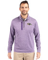 Baltimore Ravens Cutter & Buck Stealth Heathered Quarter Zip Mens Pullover College Purple Front Thumbnail Image