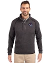 Binghamton Rumble Ponies Cutter & Buck Mainsail Sweater-Knit Mens Big and Tall Half Zip Pullover Jacket Charcoal Heather Front Thumbnail Image
