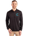 Charlotte Knights Cutter & Buck Virtue Eco Pique Recycled Quarter Zip Mens Big & Tall Pullover Black Front Thumbnail Image