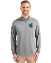 Charlotte Knights Cutter & Buck Virtue Eco Pique Recycled Quarter Zip Mens Big & Tall Pullover Polished Medium Gray Front Thumbnail Image