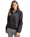Charlotte Knights Cutter & Buck Charter Eco Recycled Womens Full-Zip Jacket Black Front Thumbnail Image