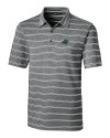 Carolina Panthers Cutter & Buck Forge Epic Confidence Recycled Heathered Stripe Stretch Mens Polo Black Mannequin Thumbnail Image