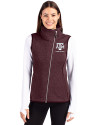 Texas A&M Aggies Alumni Cutter & Buck Mainsail Sweater Knit Womens Asymmetrical Vest Bordeaux Heather Front Thumbnail Image
