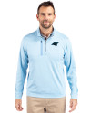 Carolina Panthers Cutter & Buck Stealth Heathered Quarter Zip Mens Pullover Atlas Light Blue Front Thumbnail Image