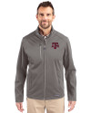 Texas A&M Aggies Cutter & Buck Evoke Softshell Recycled Full Zip Mens Jacket Elemental Grey Front Thumbnail Image