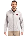 Texas A&M Aggies Alumni Cutter & Buck Evoke Softshell Recycled Full Zip Mens Jacket CONCRETE Front Thumbnail Image
