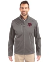 Texas A&M Aggies Alumni Cutter & Buck Evoke Softshell Recycled Full Zip Mens Jacket Elemental Grey Front Thumbnail Image
