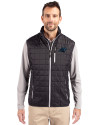 Carolina Panthers Cutter & Buck Rainier PrimaLoft® Mens Eco Insulated Full Zip Puffer Vest Black Front Thumbnail Image