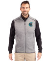 Charlotte Knights Cutter & Buck Mainsail Sweater-Knit Mens Big and Tall Full Zip Vest Polished Heather Front Thumbnail Image