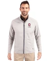 Ohio State Buckeyes Alumni Cutter & Buck Adapt Eco Knit Hybrid Recycled Mens Big & Tall Full Zip Jacket Polished Medium Gray Front Thumbnail Image