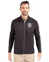 Texas A&M Aggies Alumni Cutter & Buck Adapt Eco Knit Hybrid Recycled Mens Big & Tall Full Zip Jacket Black Front Thumbnail Image