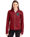 Charlotte Knights Cutter & Buck Mainsail Sweater-Knit Womens Full Zip Jacket Cardinal Red Heather Front Thumbnail Image