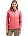 Oklahoma Sooners  Cutter & Buck Adapt Eco Knit Heather Recycled Womens Full Zip Cardinal Red Heather Front Thumbnail Image